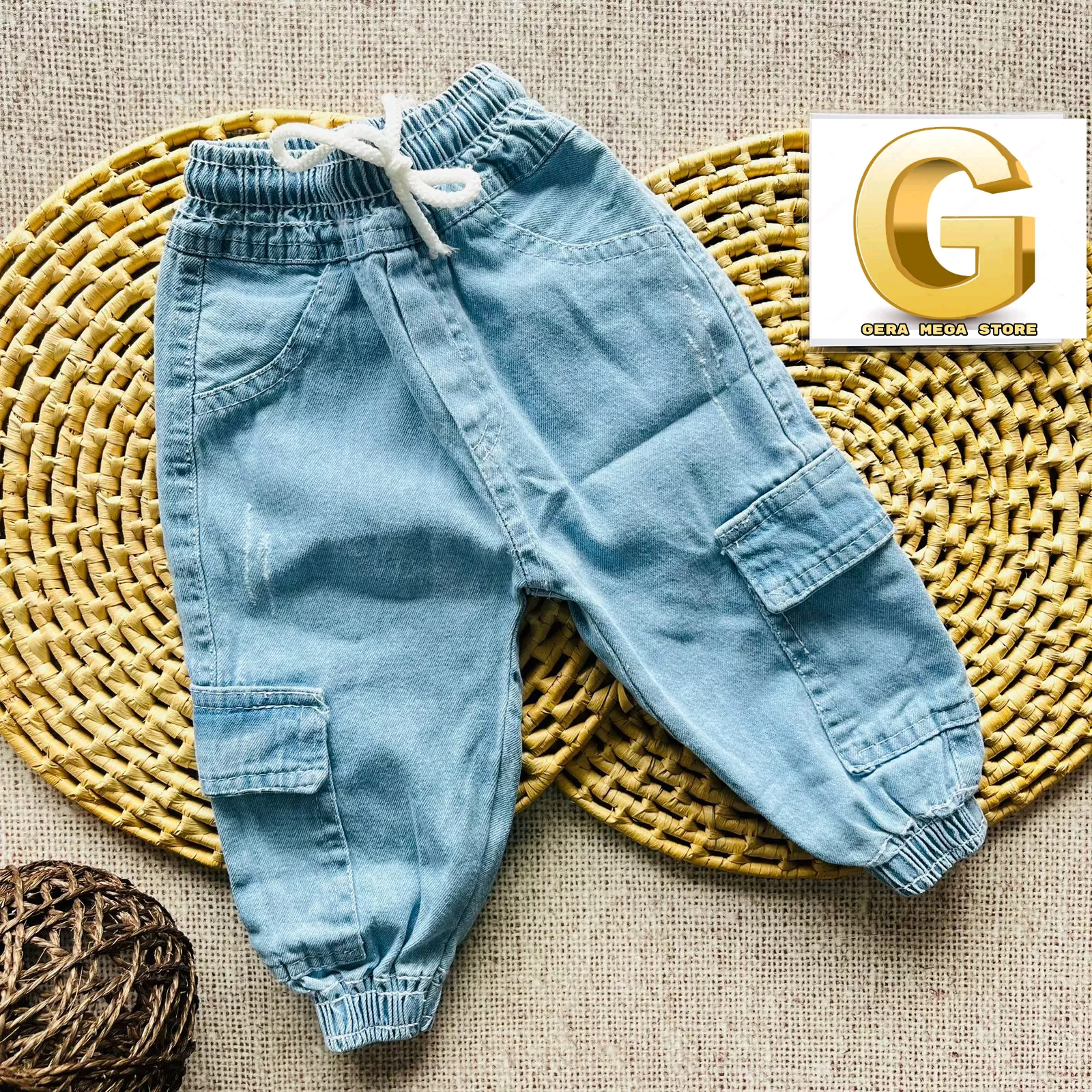 Calça cargo jeans claro unissex ref 098 r$ 4999 jeans