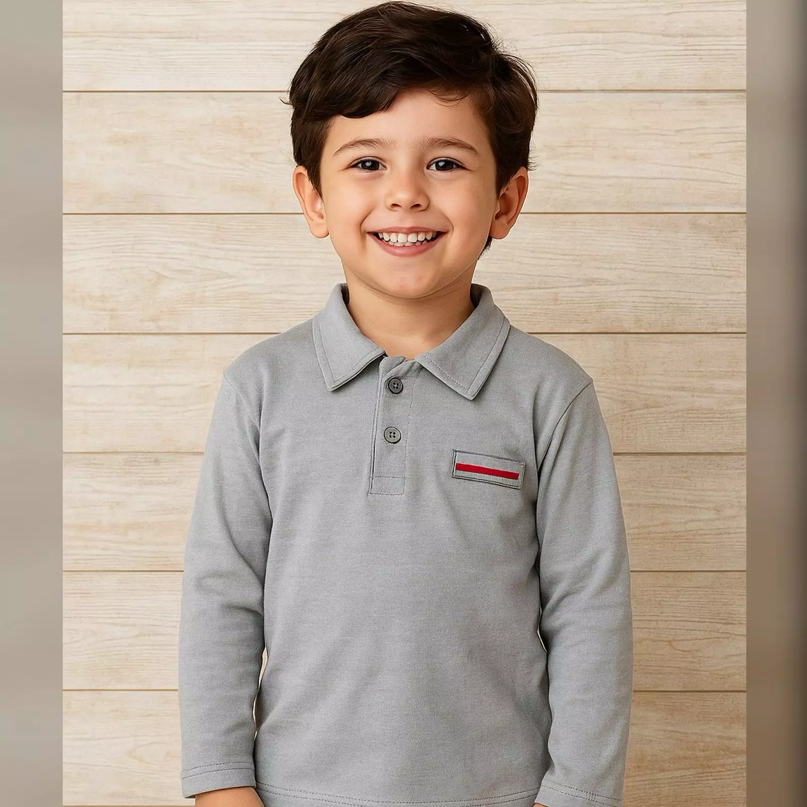 Polo infantil manga longa algodão ref 250 r$ 2999 cinza