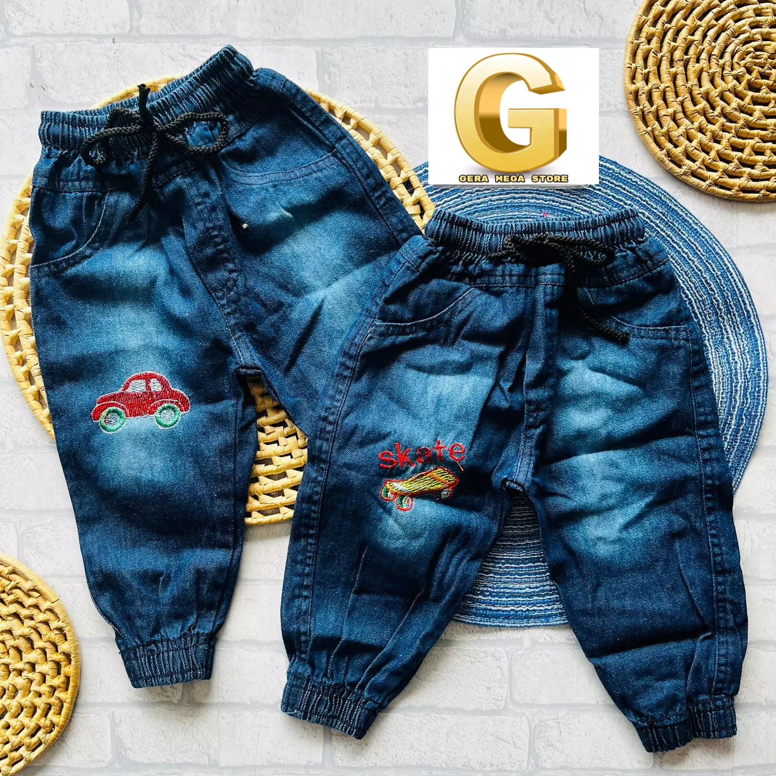 aa calça jogger jeans bordado menino ref 098 r$ 4999 menino