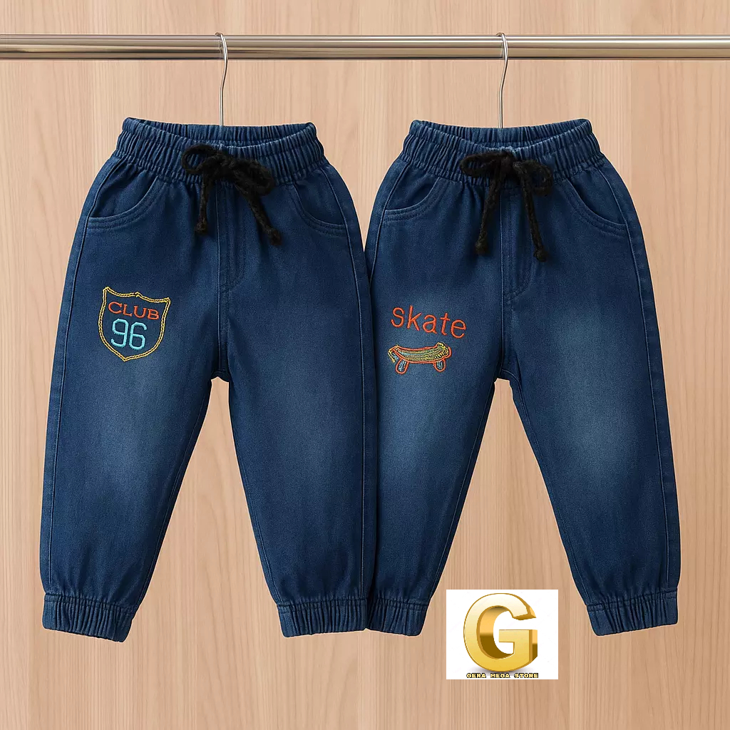 aa calça jogger jeans bordado menino ref 098 r$ 4999