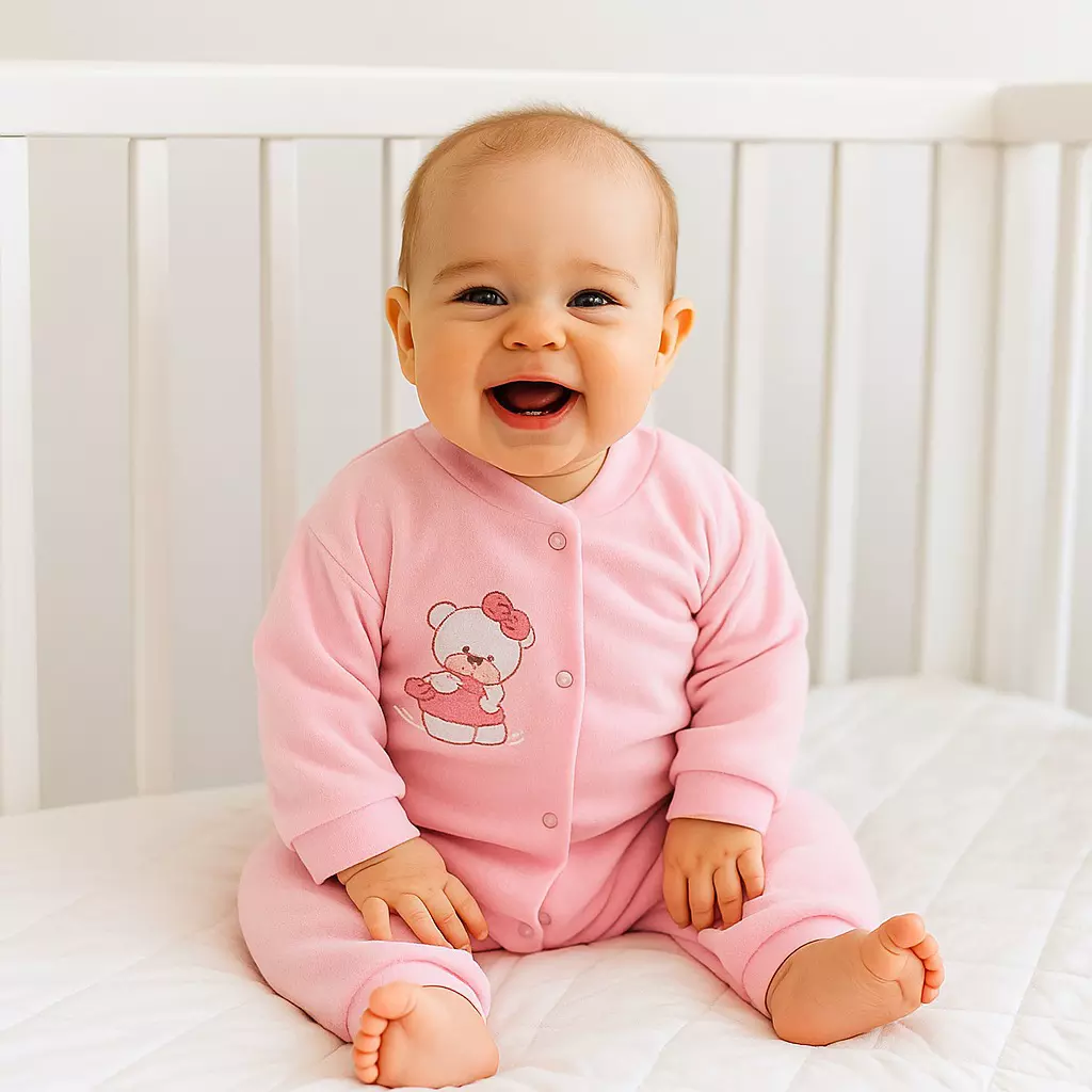 macacão botão Plush Bordado BB ref 8802 r$ 3999 rosa BB